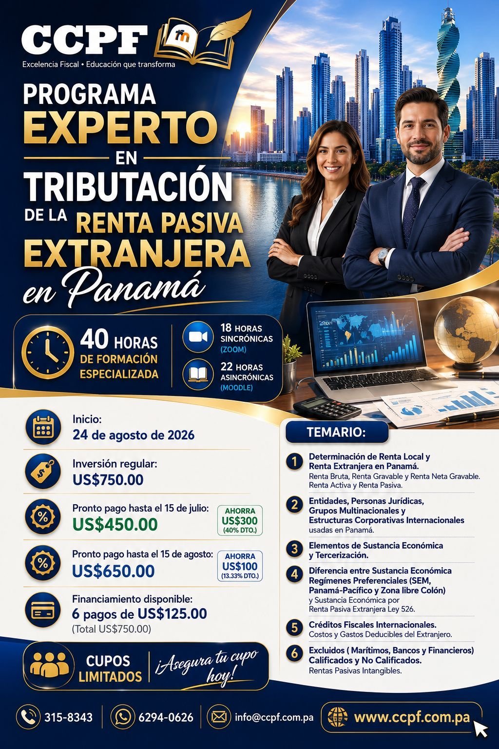 Programa Experto Tributario en Tributación de Rentas Pasivas Extranjeras de Panamá y Sustancia Económica